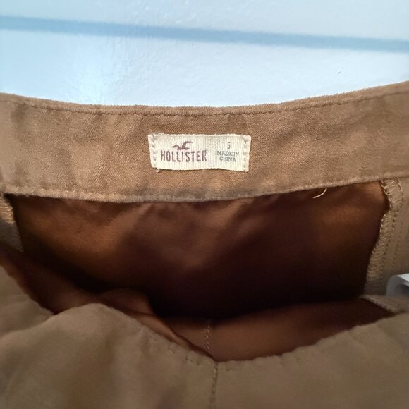 Hollister Tan Faux Suede Lace Up A-Line Mini Skirt - Picture 3 of 3